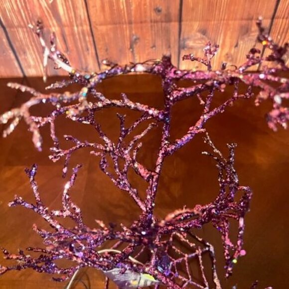 Purple Halloween Flashing Tree With Spider Web Base & LED Lights - Picture 3 of 7